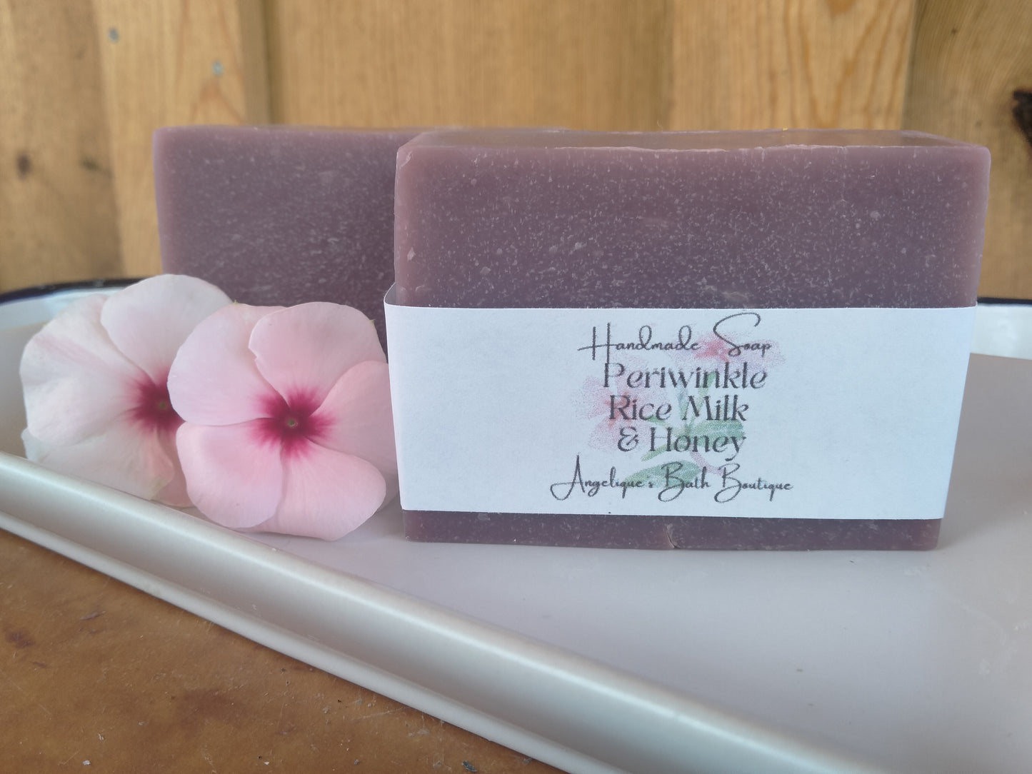 Periwinkle rice milk and honey soap.